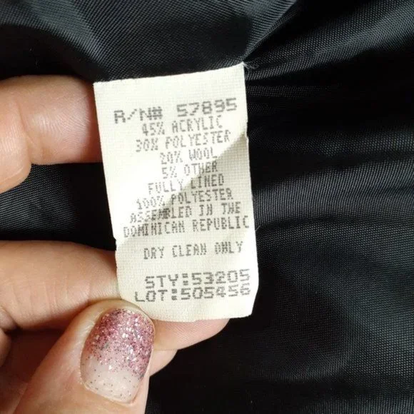 VTG 90s Requirements Size 14 Petite Black Cream Plaid Wool Single Button Blazer - Picture 3 of 6